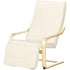 Wooden Armchair, Upholstered Linen Lounge Chair with Adjustable Footrest & Removable Cushion, Poang Chair for Living Room, Cream White