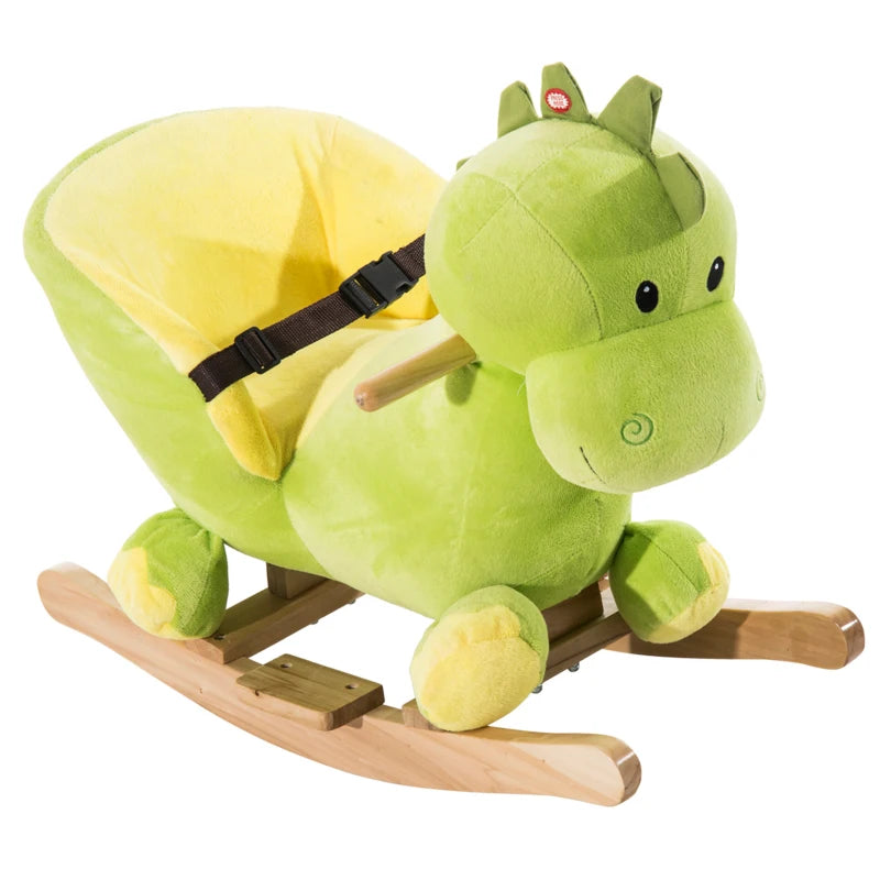 Kids Rocking Horse, Plush Ride-On Dinosaur Seat, with Seat Safety Belt, 32 Songs, Ride-On Horse