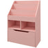 Kids Bookshelf, Toy Organiser, with Storage Drawer, Wheels - Pink