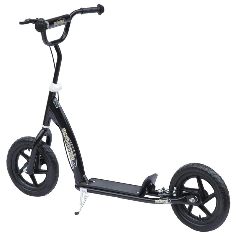 Kids Scooter Kick Scooter, with 12" EVA Tyres, Rear Brake, Big Wheels Scooter for 5-12 Years , Black