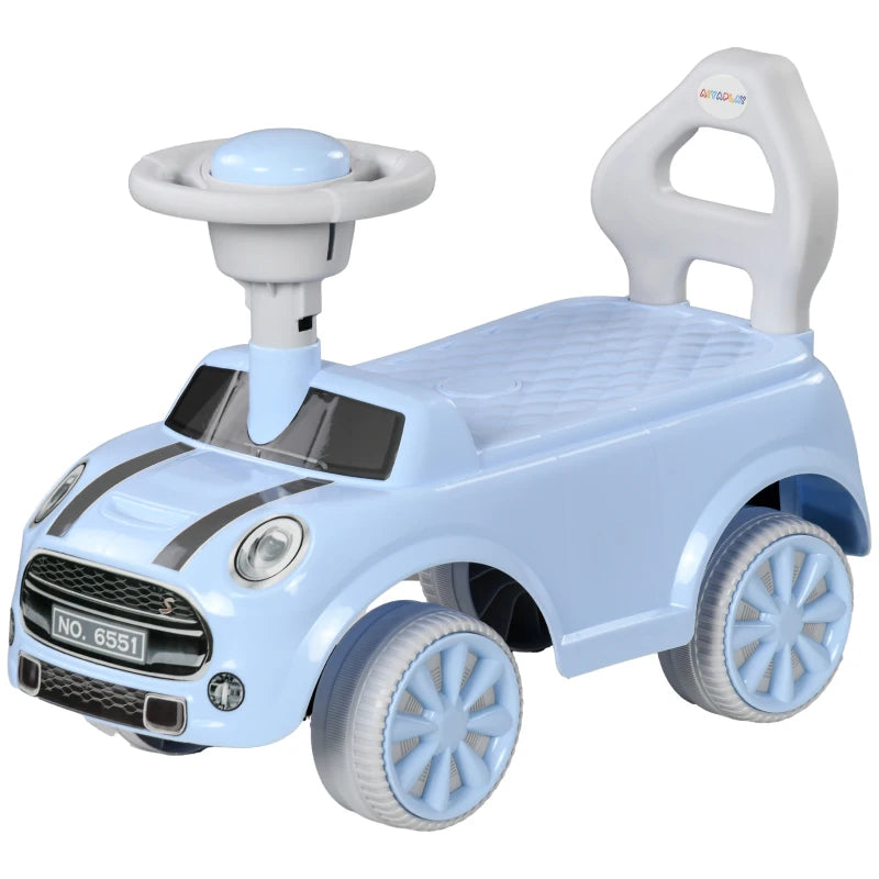 Foot To Floor Ride On Car Sliding Car w/ Air Horn, Anti-Over-Backwards, 18 to 36 Months - Light Blue