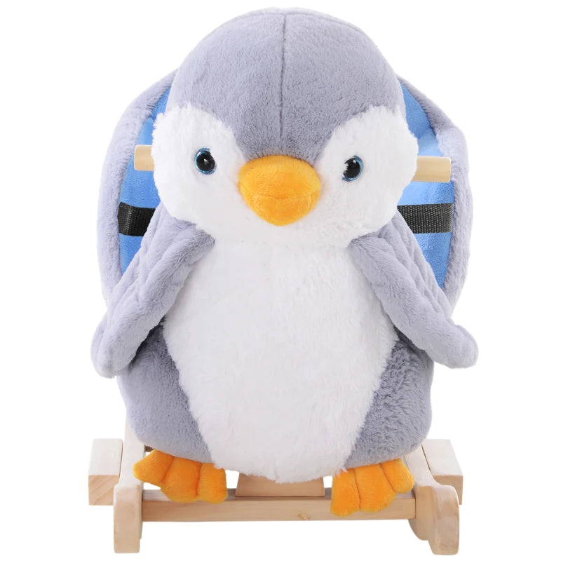 Children Kids Animal Rocking Horse Penguin Plush Musical Button 32 Songs Kid Rocker for 18+ Months