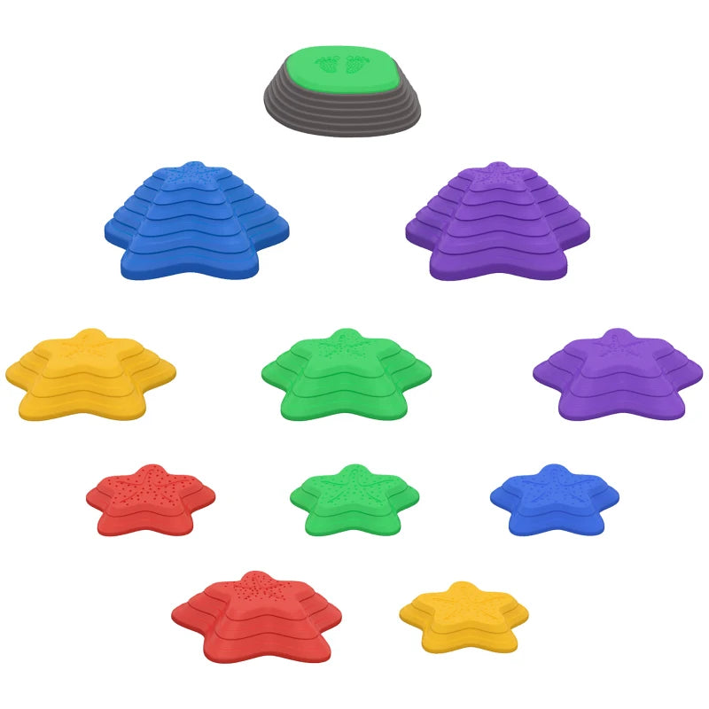Kids Stepping Stones, 11 Pieces Balance River Stones for Obstacle Course, Stackable Non-Slip Starfish Shape, Sensory Play for Indoors, Outdoors