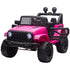 Kids Electric Ride On Car 12V Off Road Toy with Parental Remote Control 2 Motors Horn Lights Suspension Wheels for 3-6 Years Old Pink