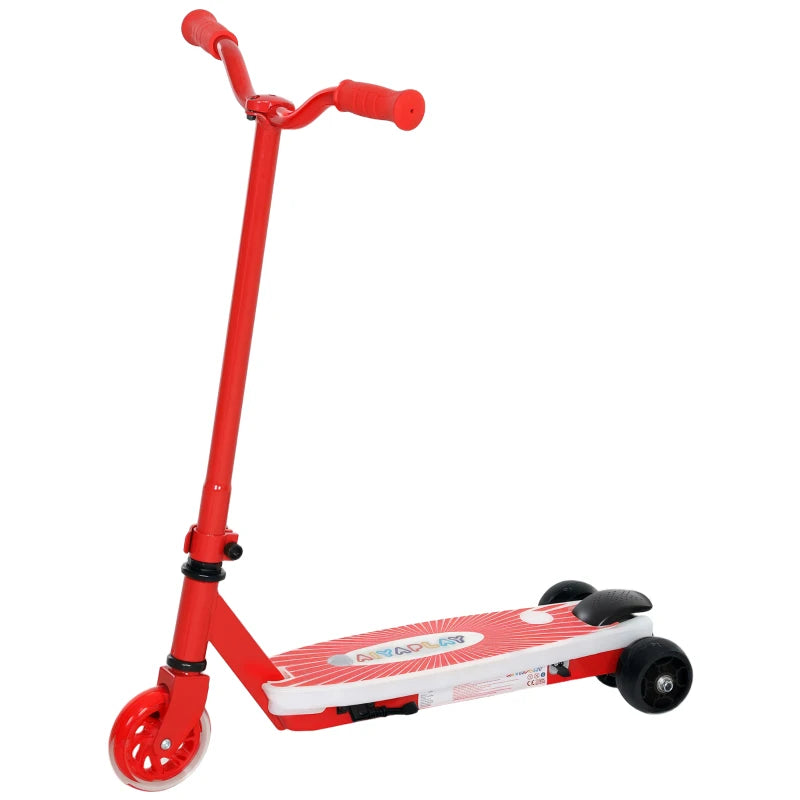 Electric Scooter for Kids Aged 4-7 Years, with Flashing LED Lights, Rear Auxiliary Wheels, Red