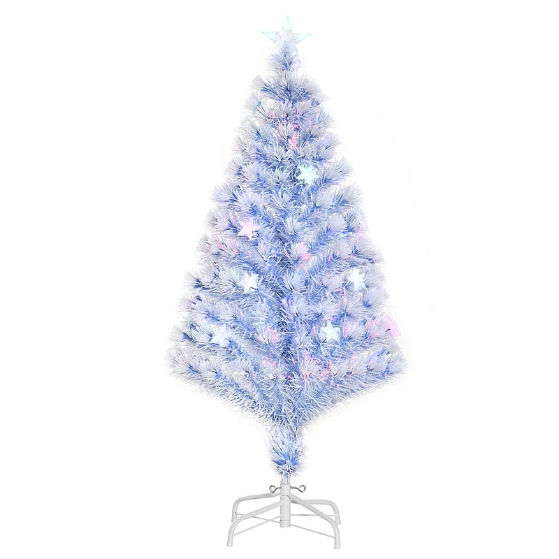 4FT Artificial Fibre Optic Christmas Tree Seasonal Decoration w/ LED Lights Pre-Lit Easy Store White Blue