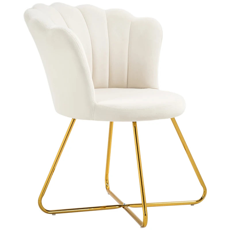 Velvet-Feel Lotus Petal Accent Chair - Cream