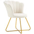 Velvet-Feel Lotus Petal Accent Chair - Cream