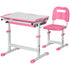 Kids Desk and Chair Set, Student Adjustable Writing Desk, with Drawer, Pen Slot, Hook - Pink