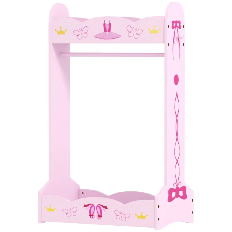Kids Clothes Rail with Two Shelves, for 3-8 Years, Pink