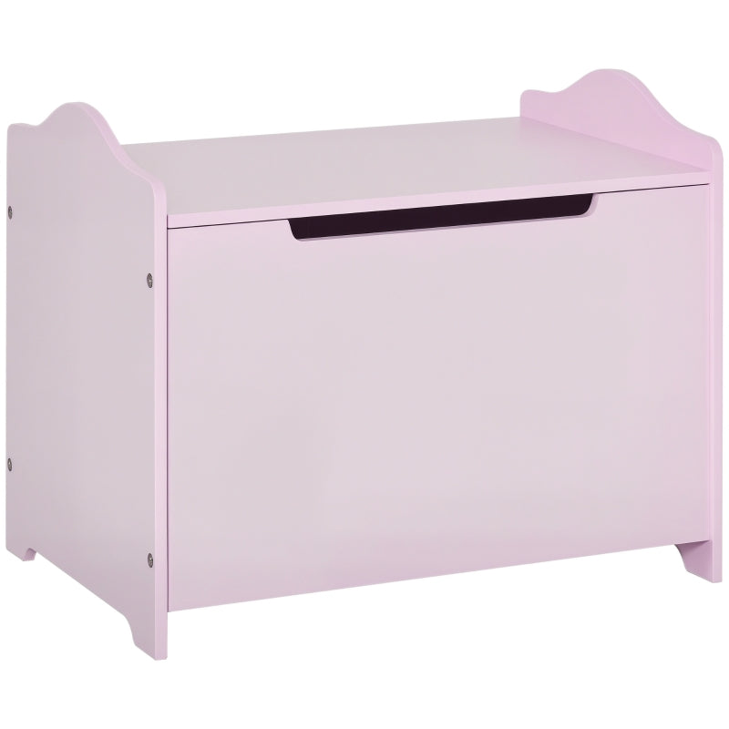 Wooden Kids Toy Box Children Storage Organizer Chest Safety Hinge Playroom Furniture Pink