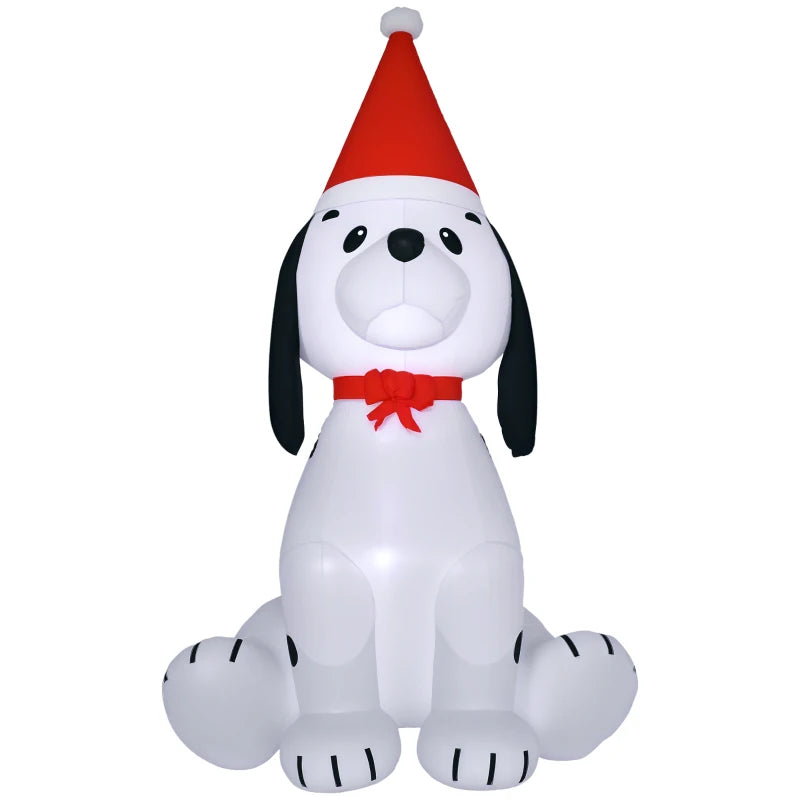 6ft Inflatable Christmas Puppy Dog Wearing Santa Hat Lighted Outdoor Decoration Blow Up Decor for Holiday Indoor