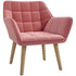Accent Chair, Arm Chair with Wide Arms, Slanted Back, Thick Padding and Rubber Wooden Legs for Living Room, Pink