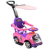 3 in 1 Ride on Push Car, Cartoon Robot Theme Foot to Floor Slider w/ Handle Light Music Horn, Storage - Pink