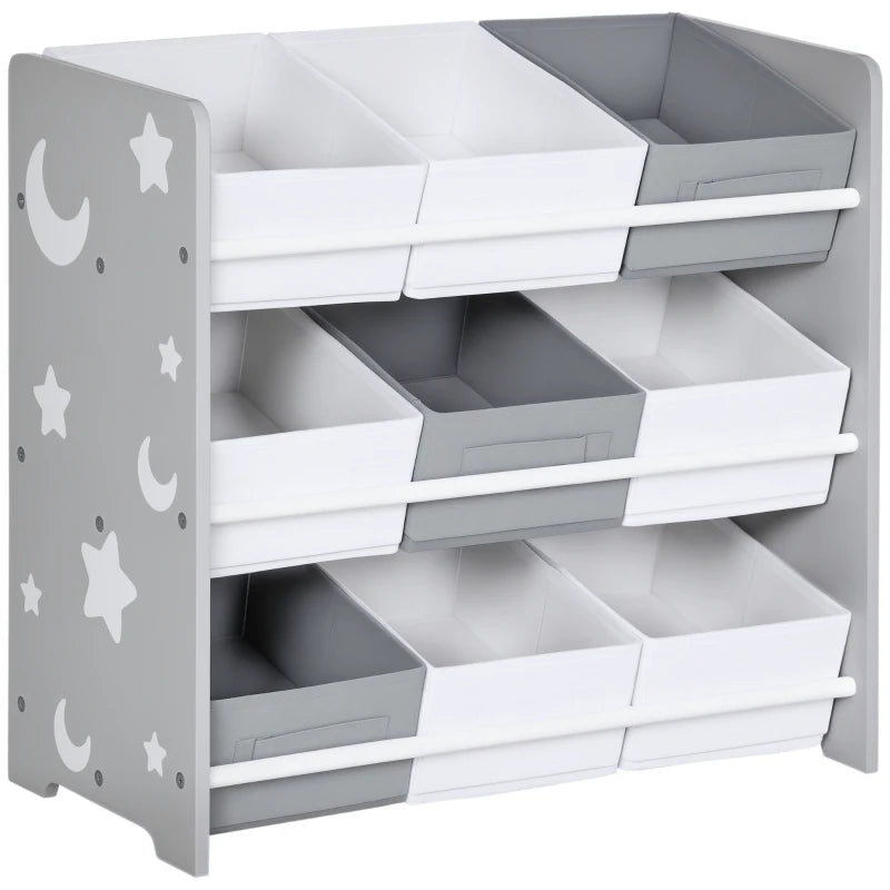 Kids Storage Rack, with Nine Removable Baskets, for Nursery, Bedroom, Playroom - Grey