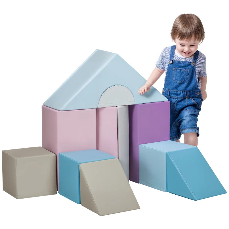 11-Piece Kids Soft Play Set, Foam Block, Toys for Climbing, Crawling, Blue