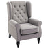 Retro Accent Chair, Wingback Armchair with Wood Frame Button Tufted Design for Living Room Bedroom, Grey