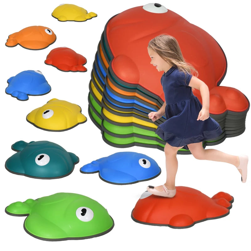 9 Pcs Balance Stepping Stones Kids for Sensory with Non-slip Edge, Stackable Outdoor Indoor Obstacle Course