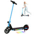 Folding Electric Scooter for Kids, with Dual Brakes, Front Suspension, LED Colourful Lights, Blue
