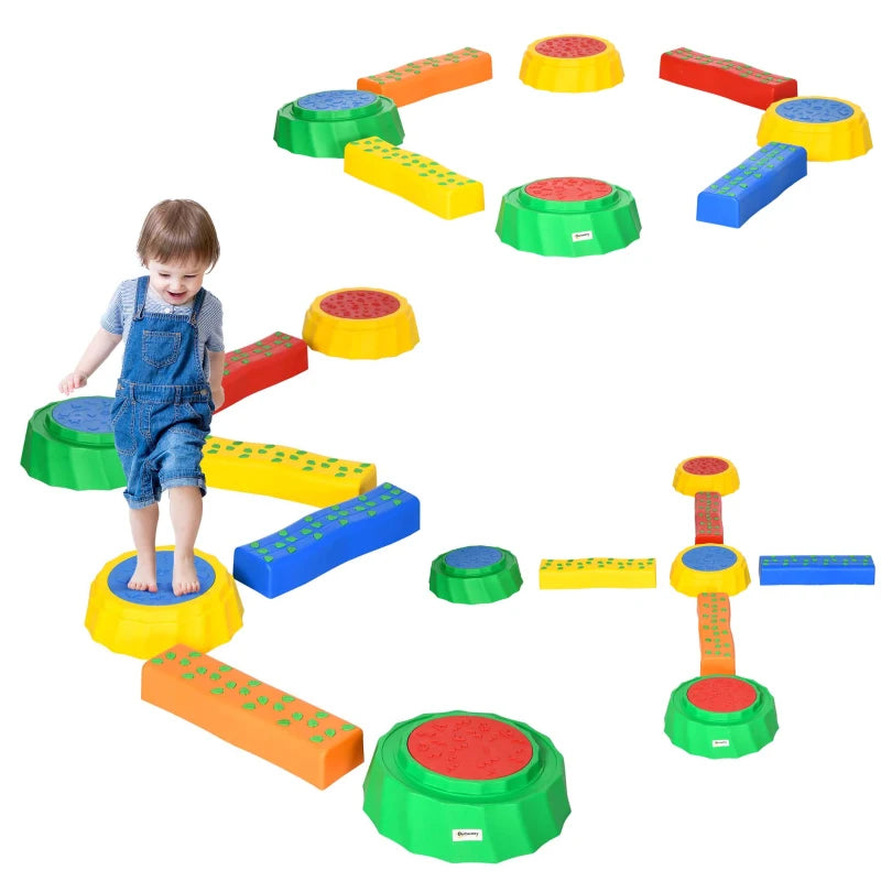 Eight-Piece Kids Stepping Stones, with Non-Slip Surface & Bottom, for Toddlers - Multicoloured