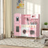 Play Kitchen, Kids Kitchen Set with Lights and Sounds, Double Stoves, Ice Maker, Chalkboard for 3+ Years, Pink