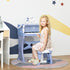 37 Keys Kids Piano Mini Electronic Keyboard Light Kids Musical Instrument Educational Game Children Grand Piano Toy Set w/Stool & Microphone & Music Stand (Blue)