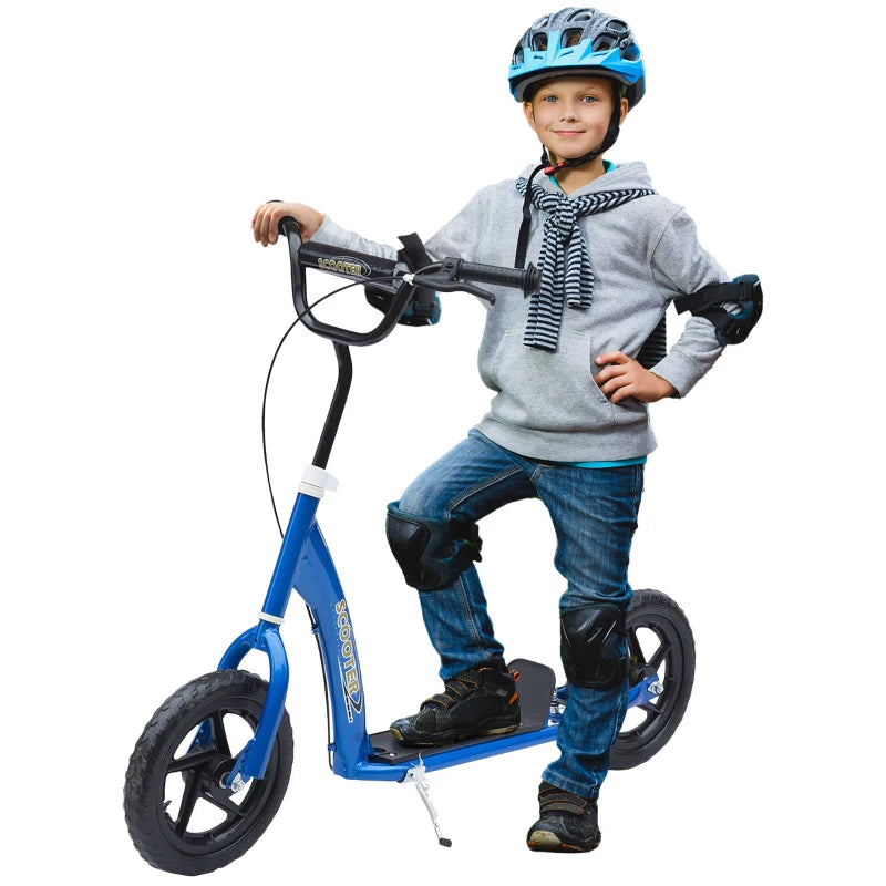 Kids Scooter Kick Scooter, with 12" EVA Tyres, Rear Brake, Big Wheels Scooter for 5-12 Years , Blue