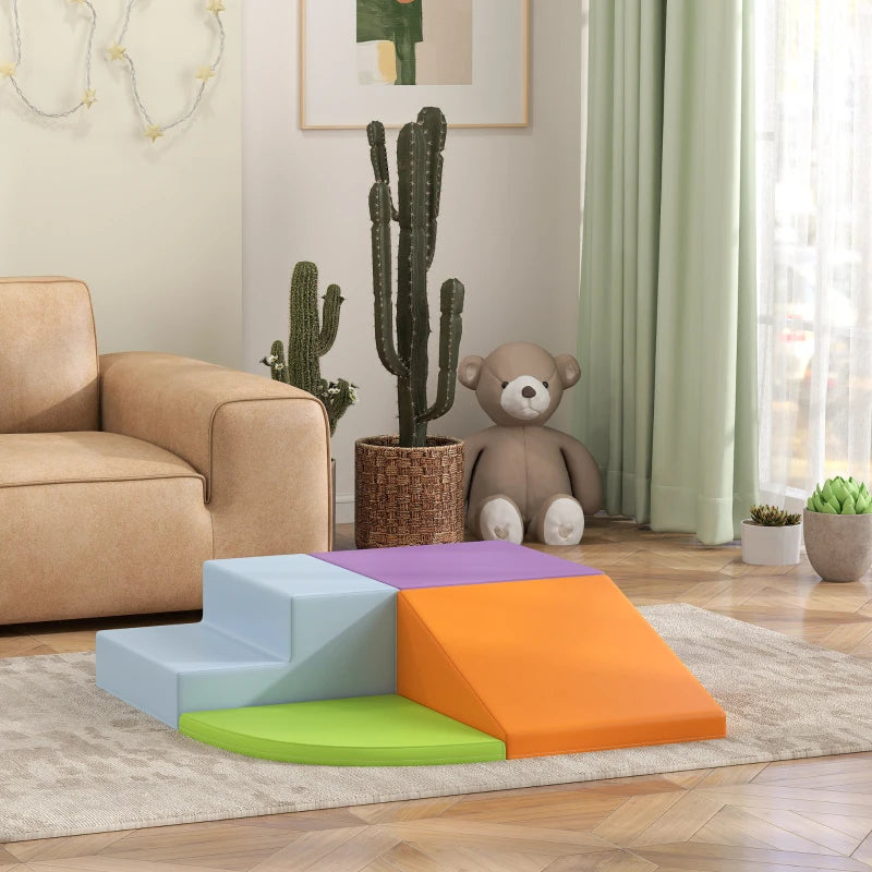 4-piece Soft Play Set, Climb and Crawl Foam, Toddler Stairs and Ramp, Orange