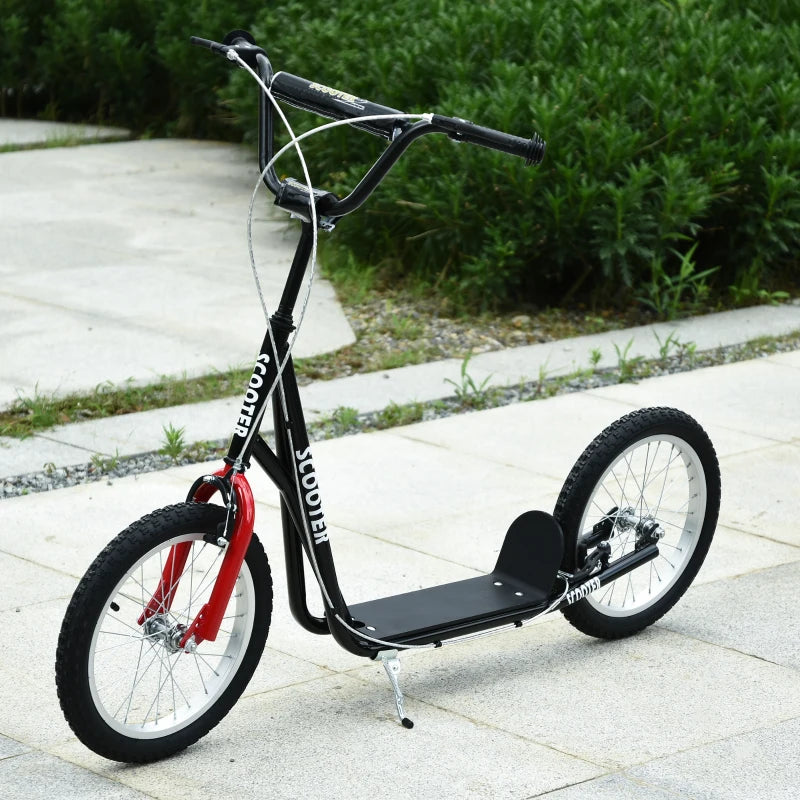 Kick Scooters for Kids with Adjustable Height, Anti-Slip Deck, Dual Brakes, Rubber Tyres, for Boys and Girls Aged 5+ Years Old - Black