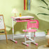 Kids Desk and Chair Set, Student Adjustable Writing Desk, with Drawer, Pen Slot, Hook - Pink
