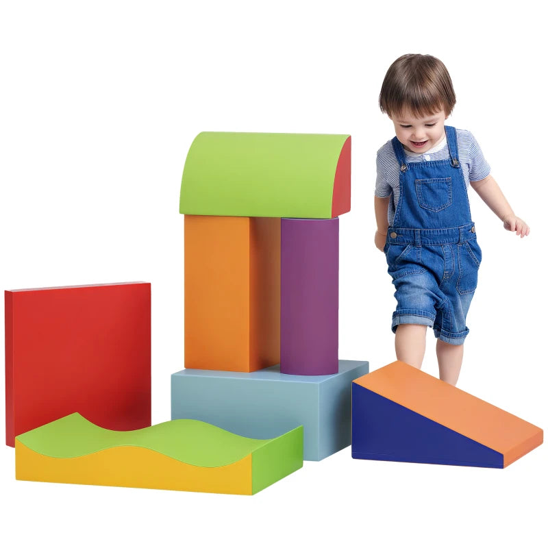 7 Piece Soft Soft Play Set for Toddlers 1-3 Years, Blue