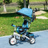 6 in 1 Kids Trike Push Bike w/ Push Handle, Canopy, 5-point Safety Belt, Storage, Footrest, Brake, for 1-5 Years, Blue