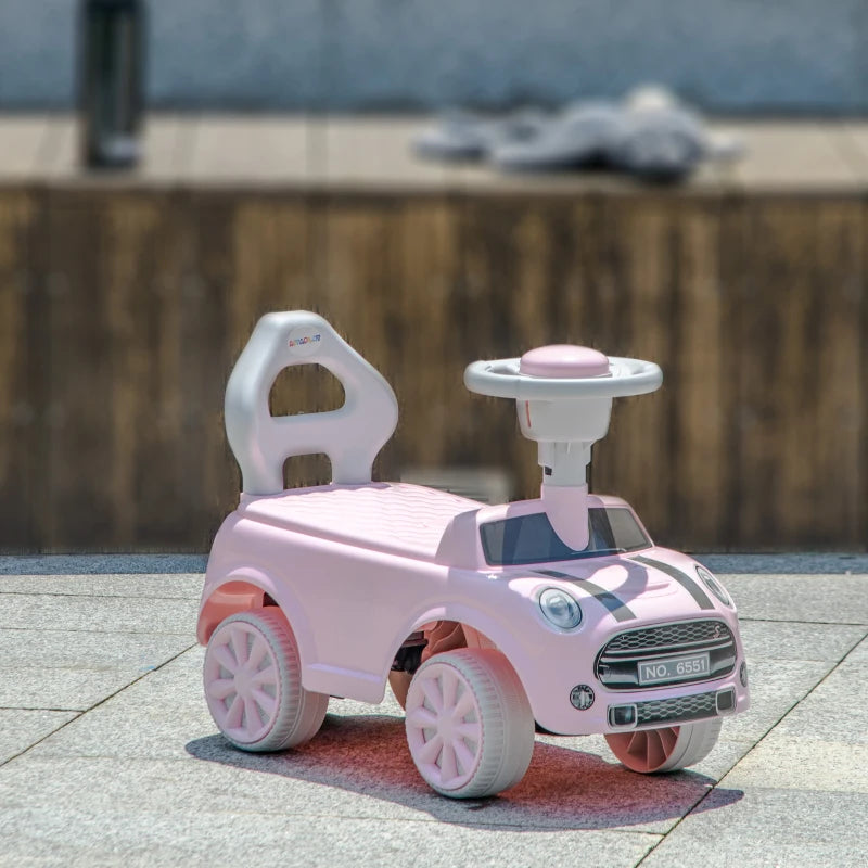 Foot To Floor Ride On Car Sliding Car w/ Air Horn, Anti-Over-Backwards, 18 to 36 Months - Pink