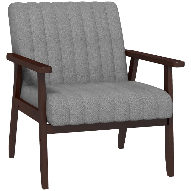 Mid Century Accent Chair, with Wooden Legs - Grey