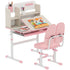 Kids Desk and Chair Set, with Storage Shelves, Washable Cover, for Ages 3-12 Years - Pink