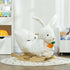 Kids Rabbit-Shaped Rocking Horse, with Safety Belt, Realistic Sounds, for Ages 18-36 Months - White