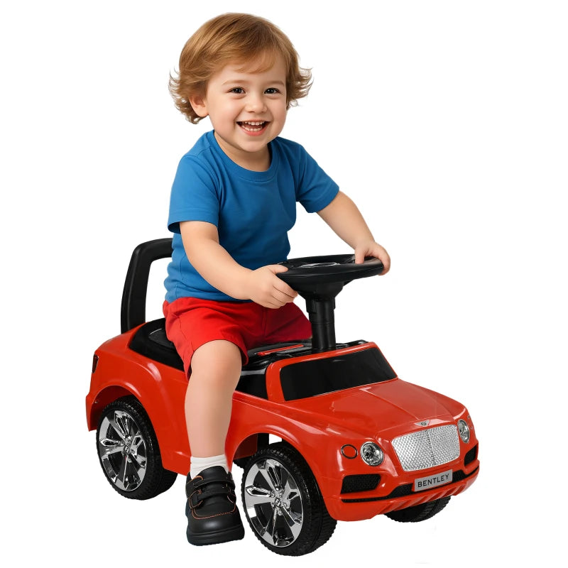 Bentley Bentayga Licensed Foot to Floor Ride on Car, Sliding Car Push Along Car w/ Under Seat Storage - Red