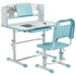 Height Adjustable Kids Study Table and Chair Set, with Drawer, Storage Shelf, 80 x 54.5 x 104 cm, Blue