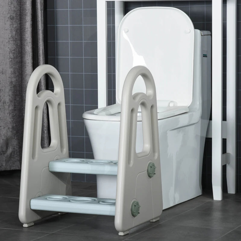 Kids Toddler Step Stool Ladder Kitchen Helper for Toilet Potty Training Bathroom Sink Bedroom Blue and Grey