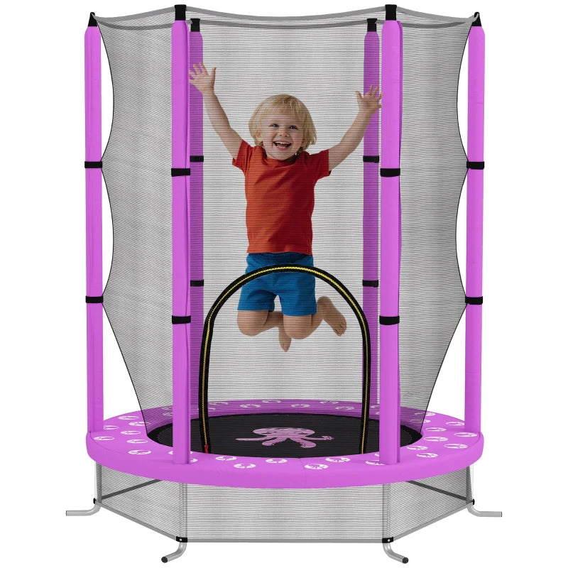 4.6ft Toddler Trampoline w/ Safety Enclosure Net, for Indoor Outdoor Use, Ages 3-6 Years, Purple
