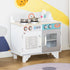 Kids Wooden Play Kitchen Toy Cooking Set Pretend Role Playset, with, Cooking Bench, Stainless Steel Pot for 3-6 Years