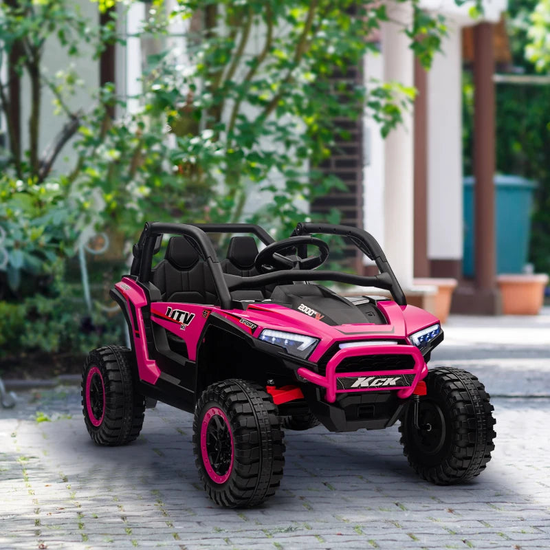 2 Seater 24V 7AH Ride on Truck, Battery Powered Electric Ride On Car w/ Remote, Suspension, 3 Speeds, Pink