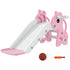 3 in 1 Kids Slide with Climber, Basketball Hoop and Ball, Giraffe Shape Climber Slide for Indoor Kids Age 1-3, Pink