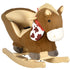Kids Rocking Horse, with Safety Harness, Sounds, Foot Pedals - Brown
