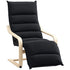 Curved Wooden Accent Chair, with Adjustable Footrest - Black