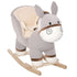 Kids Rocking Horse, Children Plush Ride On Donkey Animal Rocker w/ Sound, Wood Base Seat, Safety Belt, Baby Toy Rocker for Toddler 18 - 36 Months, Grey