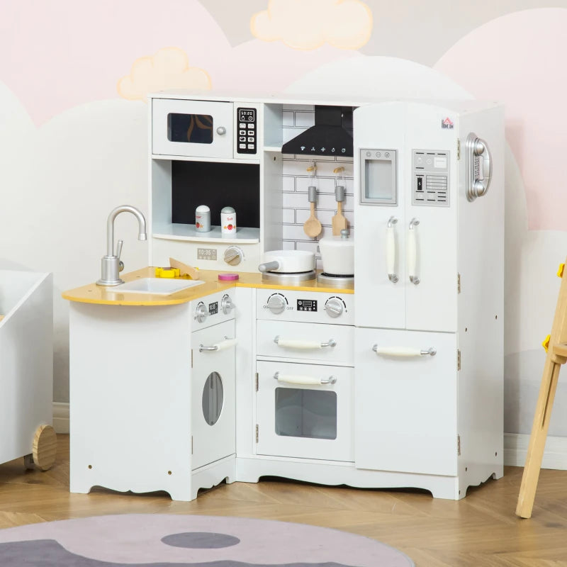 Kids Kitchen Playset, Large Pretend Role Play Kitchen, White