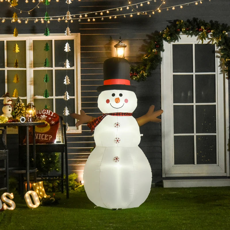 6ft Giant Inflatable Snowman Christmas Decoration w/ LED Lights Accessories Cute Family Fun Seasonal Outdoor Indoor