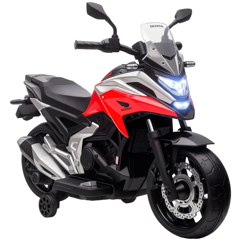 12V Honda Licensed Kids Electric Motorbike w/ Music, Safety lights, Early Education Function, for Ages 3-6 Years, Red