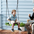 60cm Diameter Kid Nest Swing Seat with Height Adjustable Ropes, for Outdoor, Indoor, Black/Green